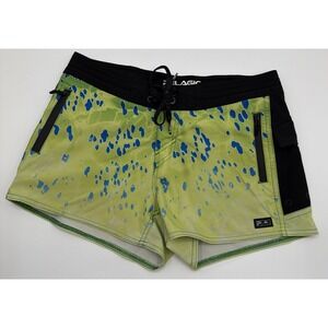 PELAGIC Women Size 2 Ocean Master Board Shorts 2.5" Inseam Green Blue Black